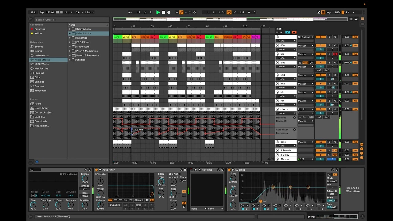 Ableton project for beginners to get ideas (arrangement view)