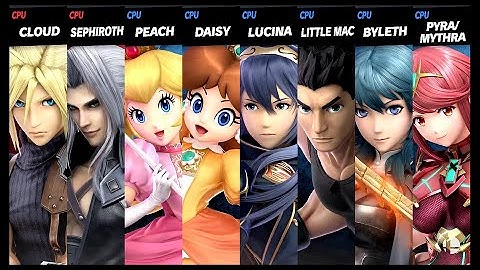 Cloud and Sephiroth VS Peach and Daisy and Lucina and Little Mac and Byleth and Pyra Mythra Ultimate
