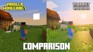 VIBRANT VISUALS (NEW) VS VANILLA MINECRAFT COMPARISON in Minecraft Bedrock (Vibrant Visuals)