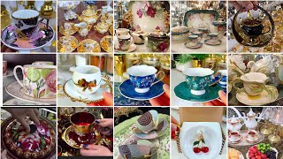 #2024 Beautiful TeaCups and Tea sets Tea pot sets design Coffee cups set New design crockery items