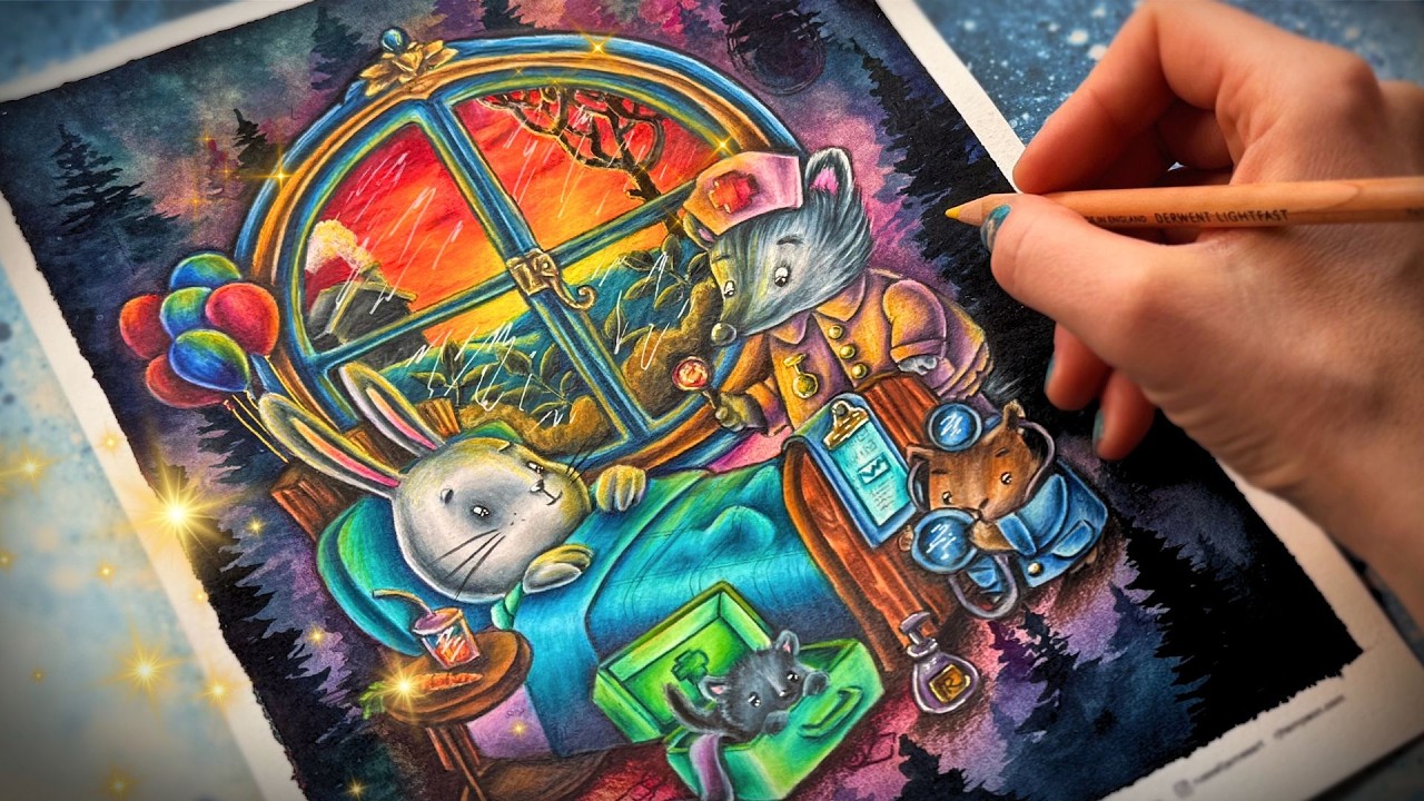 Раскраски по мотивам работ Р. Дж. Хэмпсона | Раскраски для взрослых в смешанной технике