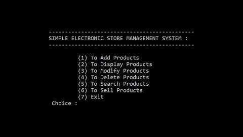 SIMPLE ELECTRONIC STORE MANAGEMENT SYSTEM IN C++ WITH SOURCE CODE