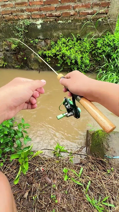 Fishing in a small river after the rain