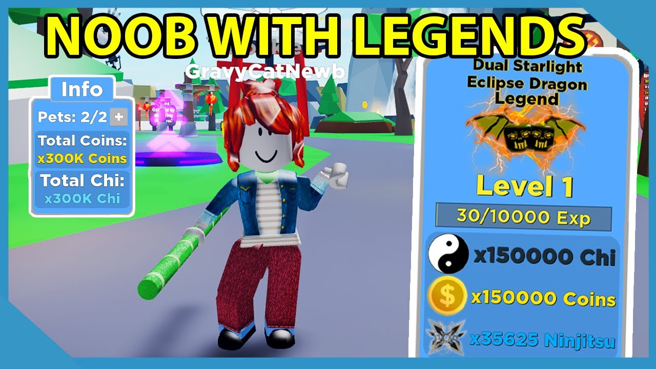 Noob With Legend Tier Pets 300 000 Multiplier Roblox Ninja Legends Youtube - gravy cat man playing roblox ninja legends