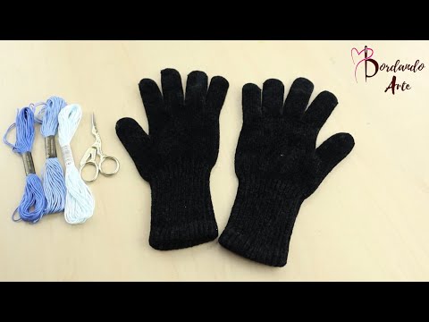 BORDADO A MANO FLORES EN GUANTES DE FRÍO | HAND EMBROIDERY FLOWERS ON COLD GLOVES
