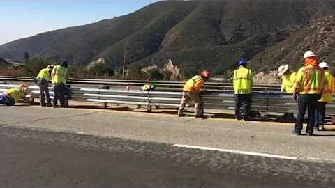 Final Post Installed on SR-18 Thrie Beam Guardrail Project