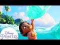 Baby moana meets the ocean  disney princess