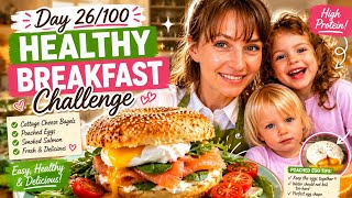 Day 26/100 Healthy Breakfast Challenge | High Protein Bagels & Poached Eggs 🥯🍳