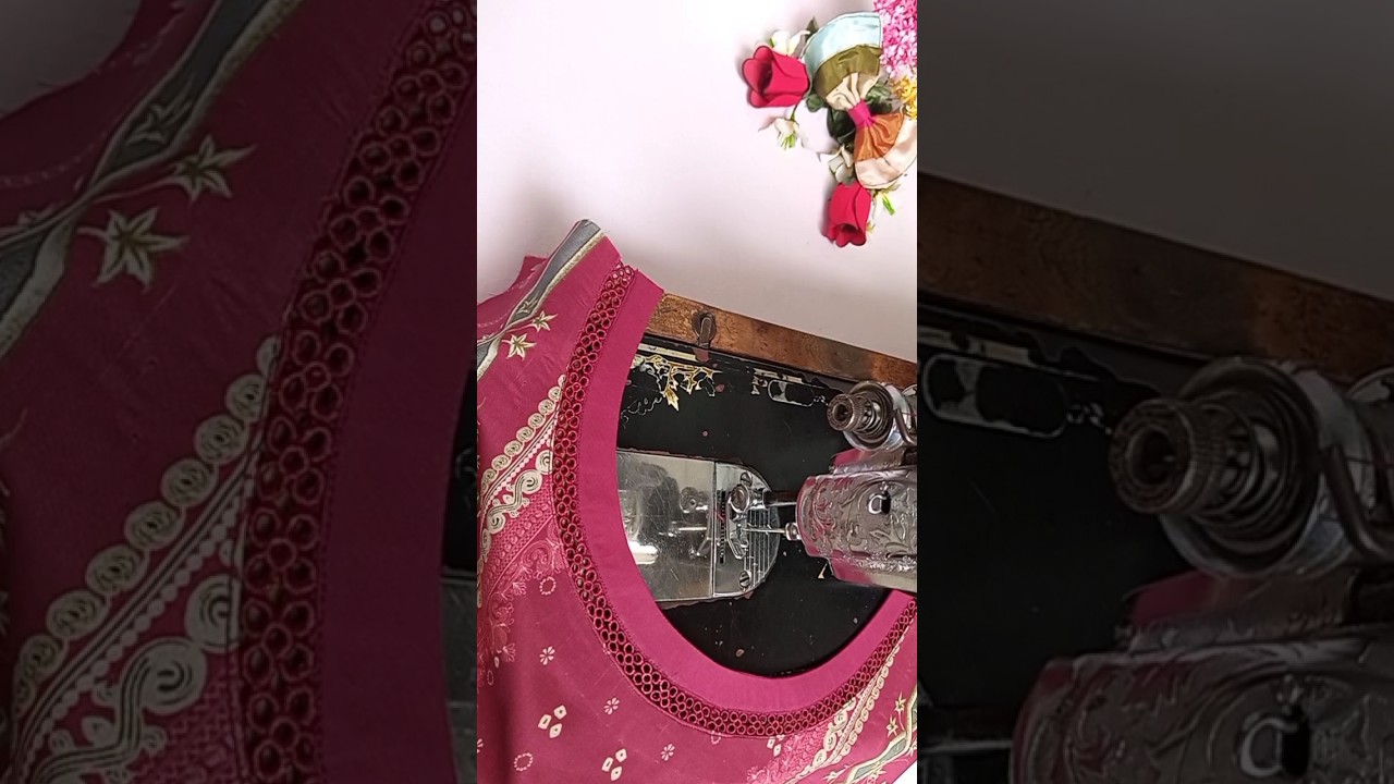 Different & Easy Round Neck Design Cutting ✂️ & Stitching👌/With Joint Lace/ 