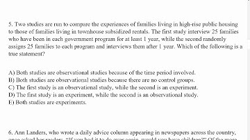 AP Statistics Exam Review - Unit 3 Part 1 (#1-7)