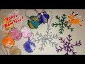 Игрушки на елку из ниток,фоамирана и новогодней мишуры//3 идеи