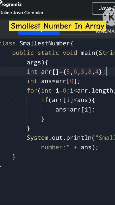 Smallest number in array java | Java | Program to find smallest number ...