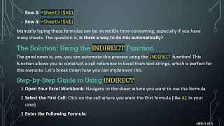 How to Automatically Increment Sheet Index in Excel Formula