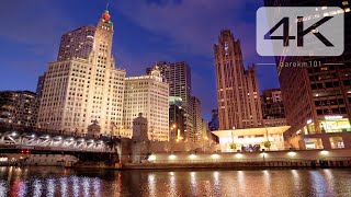 Chicago Tour at NIGHT - Christmas 2020 🎅 - Travel the Chicago Riverwalk  - Stunning light [4K]