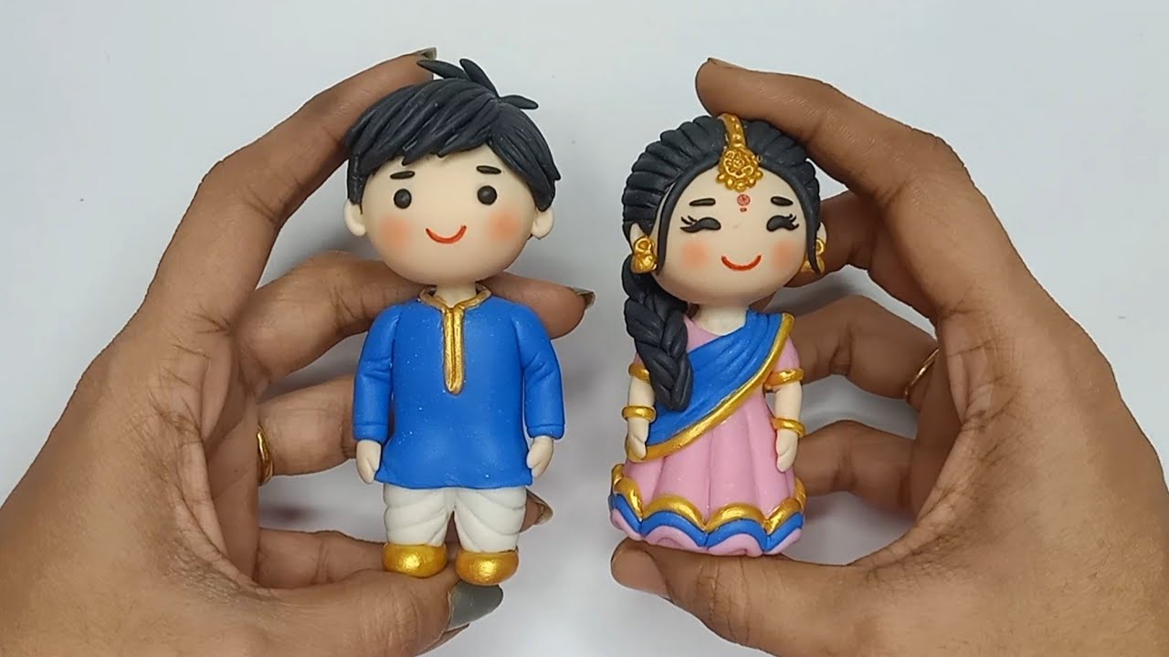 Cute Dolls Step by Step Tutorial| How to make Couple Dolls with Clay 