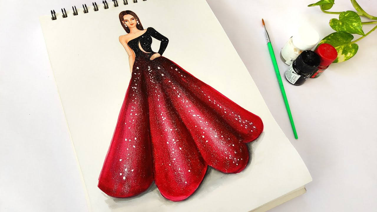 Watercolor fashion illustration, girl in a dress. Vector illustration.  Stock Vector by ©kamenuka 64901249