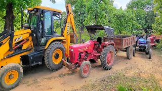 JCB 3dx Xpert Loading Mud Trolley | Mahindra 275 Mahindra 575 Swaraj 855 fe Powertrac Tractor #jcb