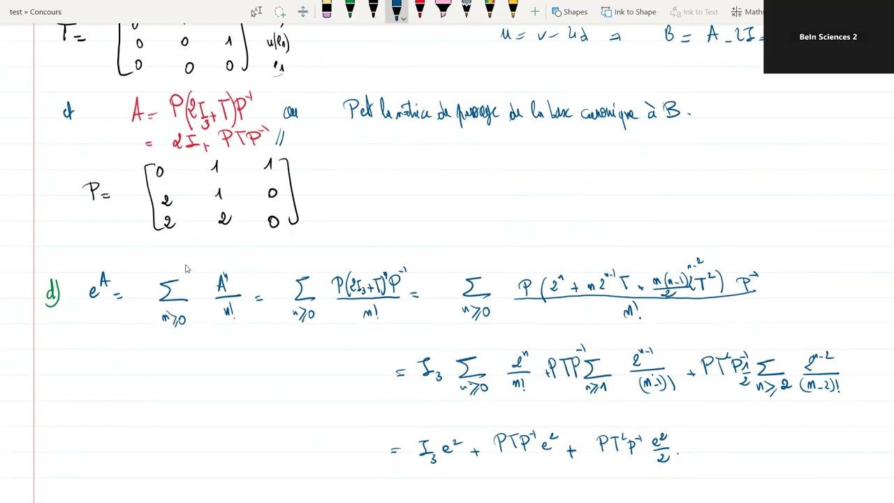Beinsciences.org - Concours BAC+2 : EMI 2024 Partie Algèbre.  (Ilias 2025).