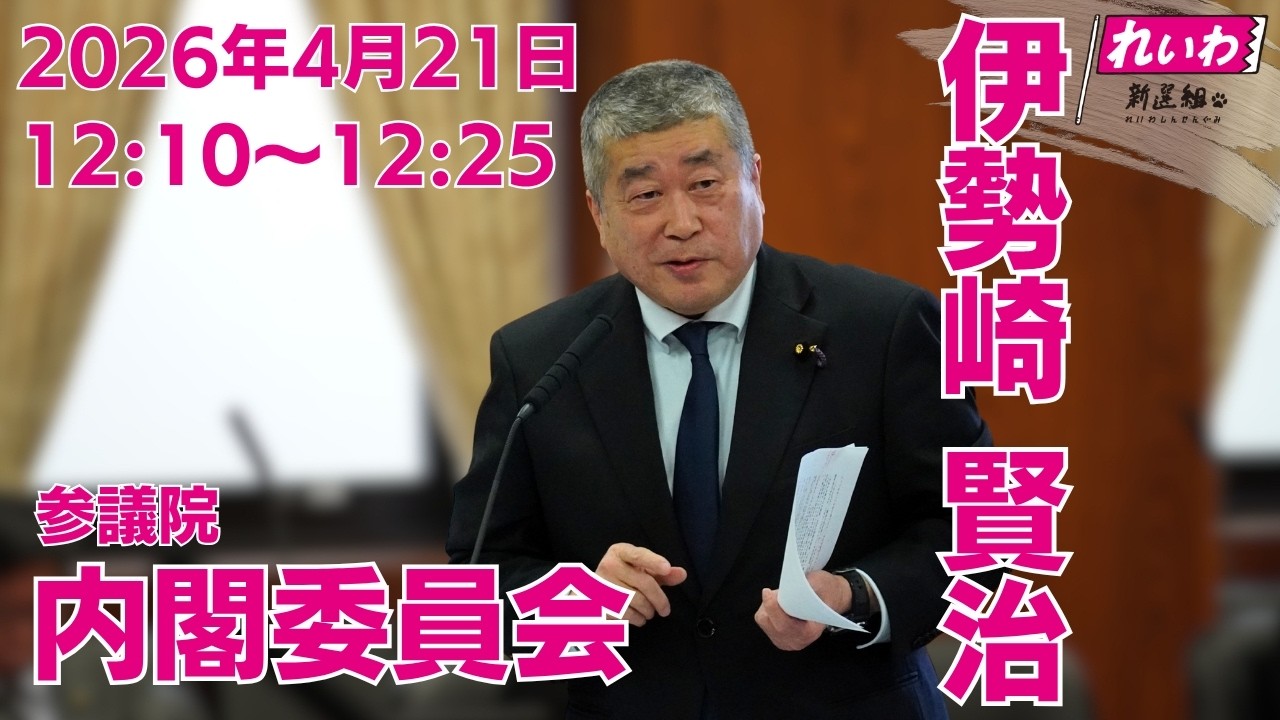 伊勢崎賢治の国会質問！参議院・内閣委員会（2026年4月21日 12:10頃～）