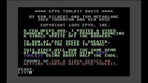 Sprite Movement Test Using Epyx Toolkit BASIC @ 1Mhz  Thumbs up for a video series on Toolkit BASIC.