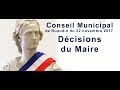 Ref:Mm2BbxkpsF0 Conseil municipal de ruaudin du 22 novembre 2017 - d�cisions du maire