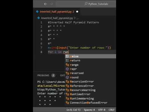 Python program to print inverted half pyramid of stars pattern ...