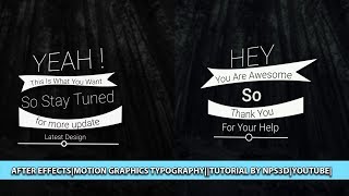 AFTER EFFECTS|MOTION GRAPHICS TYPOGRAPHY||TUTORIAL BY NPS3D|YOUTUBE|