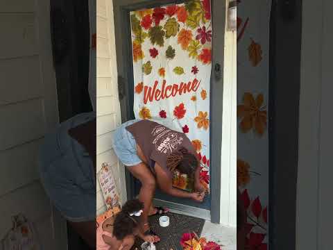 Cozy Fall Front Door Decor with Pumpkins, Mums & a Wreath