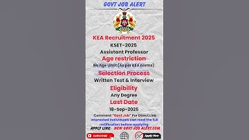 Karnataka Examinations Authority (KEA) KSET-2025 for Assistant Professor  Apply Now #viral #shorts