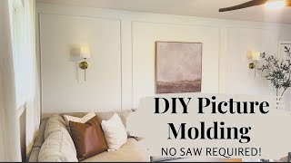 DIY EASY PICTURE MOLDING | TRANSFORM YOUR PLAIN WALLS NO SAW REQUIRED! 🤯