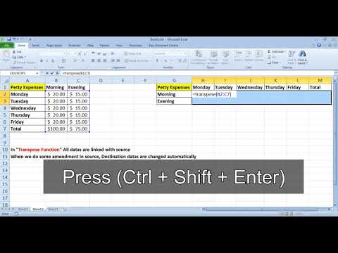 Change Horizontal Data to Vertical in Excel || Transpose Function