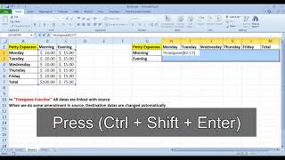 Change Horizontal Data to Vertical in Excel || Transpose Function