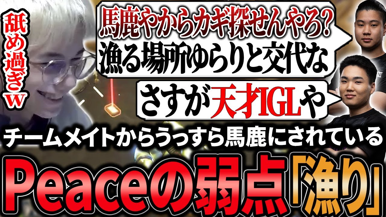 【世界スクリム】Peaceの弱点は漁り？チームメイト全員からうっすら馬鹿にされるPeace【APEX/Peace/ピース/ゆらりまん/Xtsuvi/Yona】