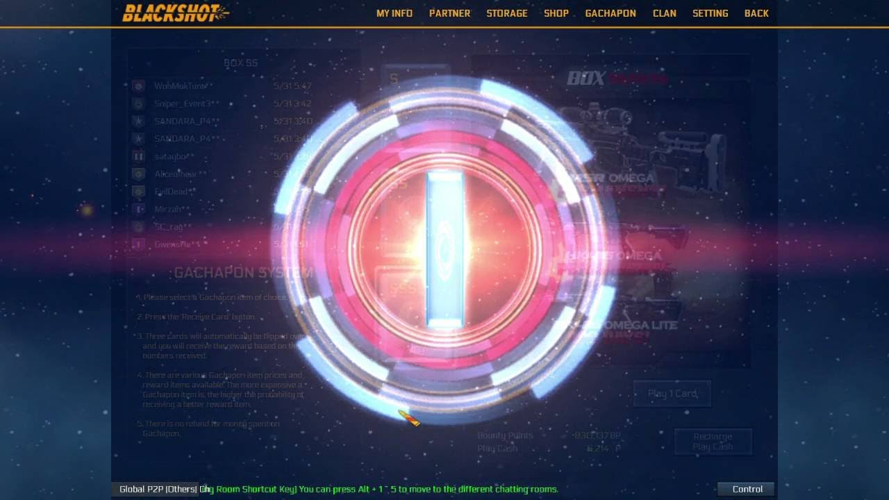 [xLuvMinx @ BlackShot] 11K PlayCash Gachapon - 365DAYS MSR OMEGA!?