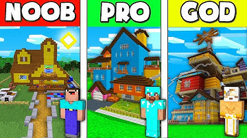 Minecraft Battle: NOOB vs PRO vs GOD: SAFE HELLO NEIGHBOUR HOUSE BUILD CHALLENGE Minecraft Animation