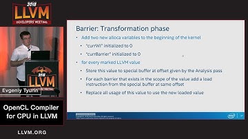 2018 LLVM Developers’ Meeting: E. Tyurin “Implementing an OpenCL compiler for CPU in LLVM”