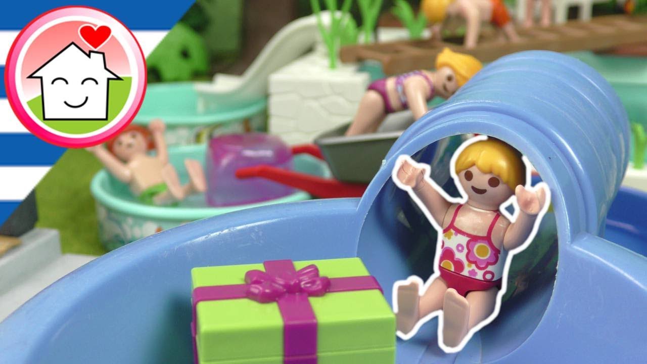 Playmobil ταινία Πάρτι γενεθλίων της Ελένης με αγώνα στην πισίνα! - οικογένεια Οικονόμου