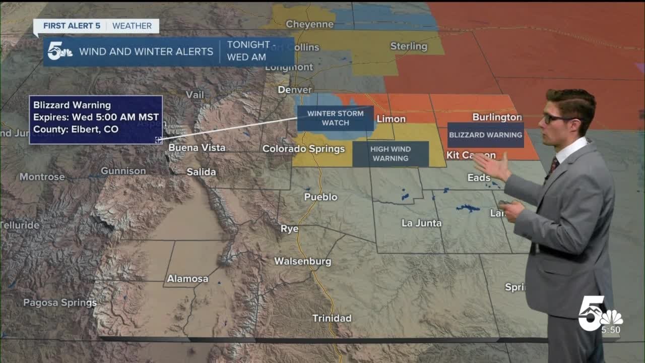 High wind warnings and blizzard warnings Tuesday - YouTube