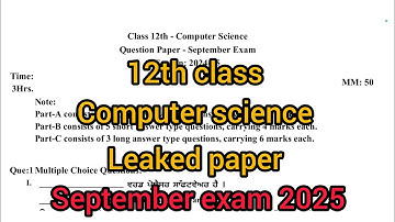 12th class Computer science september exam 2025|PSEB | Full solved|Real paper Pdf 👇