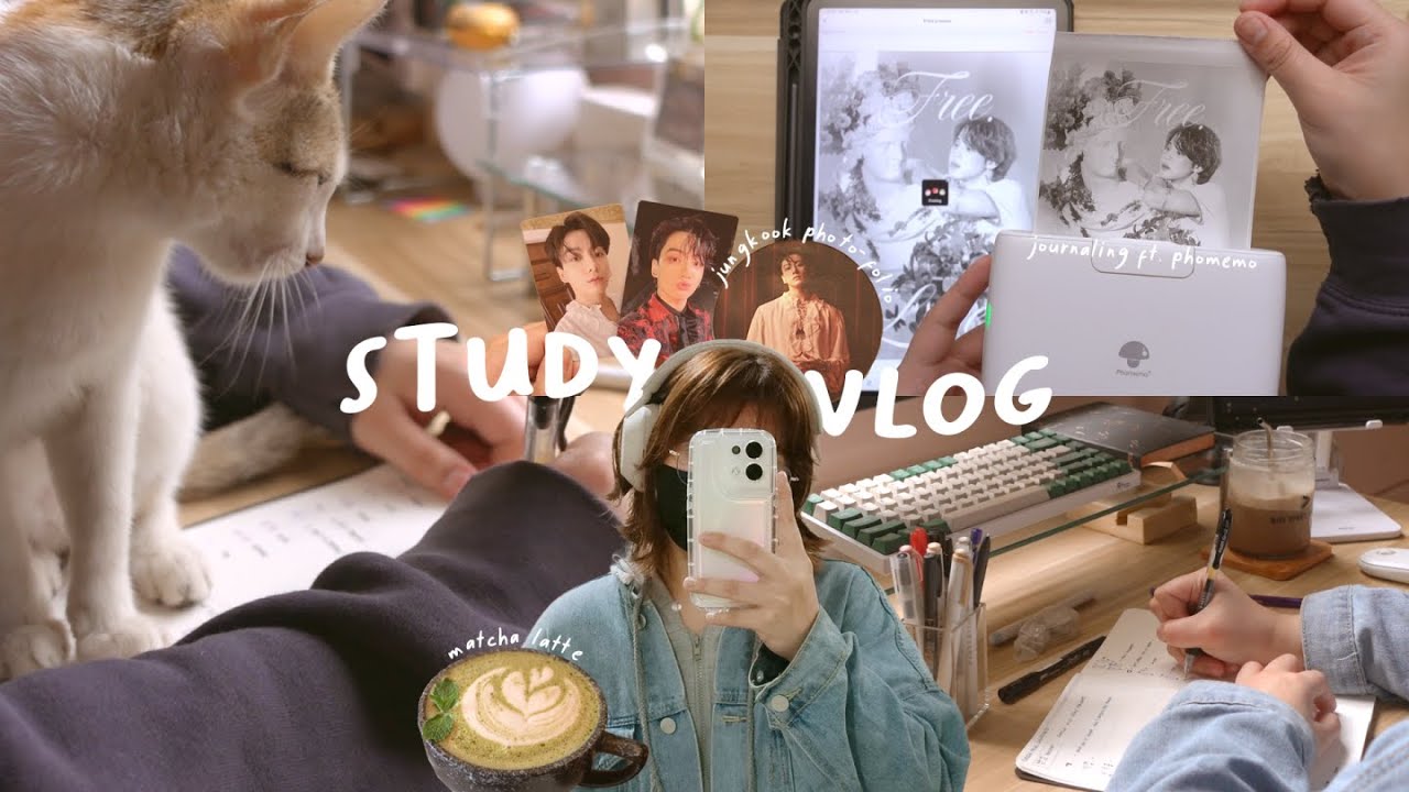 study vlog 🍃 productive study day, going to a cafe, jungkook photo