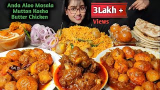 Eating Egg Masala, Mutton Kosha, Butter Chicken, Gulab jamun | Big Bites | Asmr Eating | Mukbang