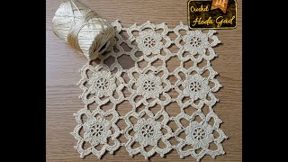 طريقة عمل وحدة مفرش مع طريقة التشبيك سهلة جدا ( ترابيزة \ سفرة ) | Crochet Hoda Gad