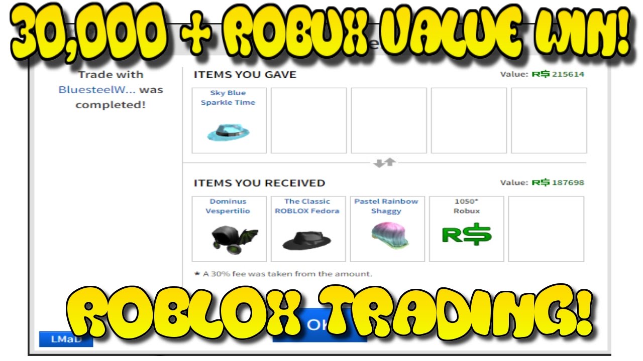 Roblox Trading Up My Items Part 3 30 000 Robux Win Youtube