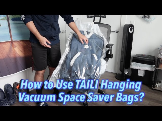 5 PACK Large Hanging Vacuum Space Saver Closet Storage Bags