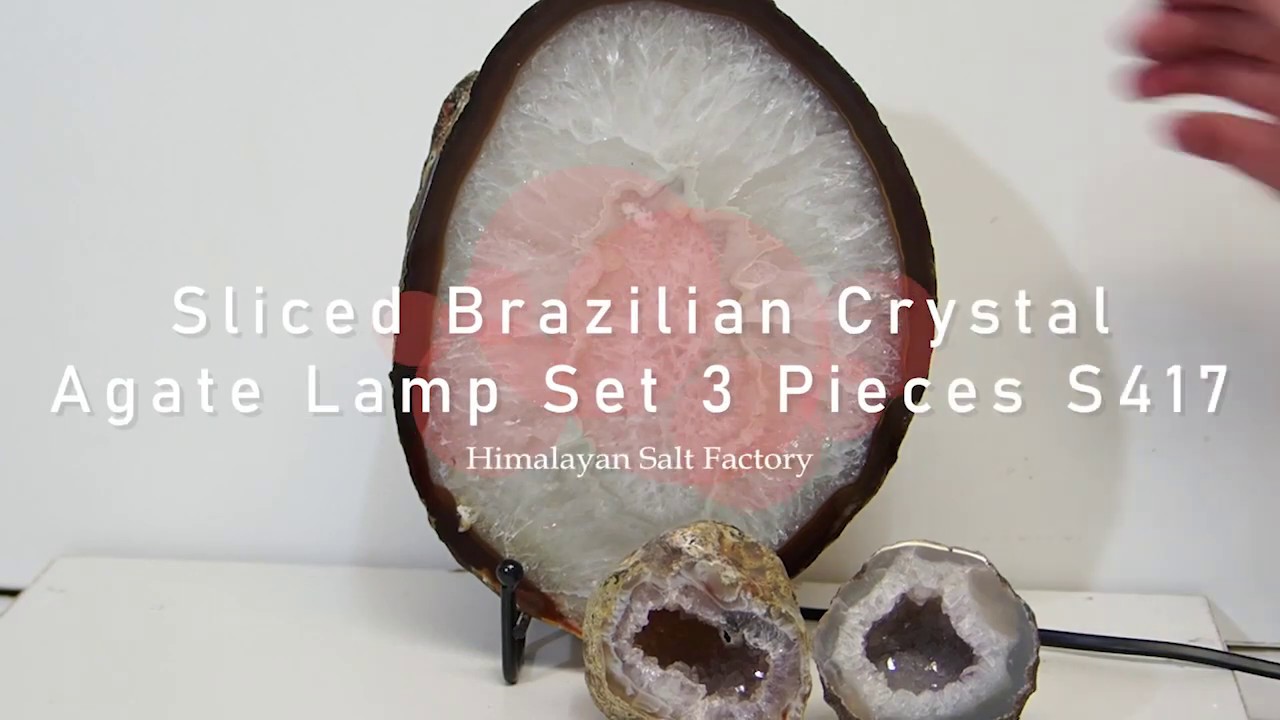 1.7kg Sliced Brazilian Crystal Agate Lamp Set 3 Pieces S417 8 YouTube player