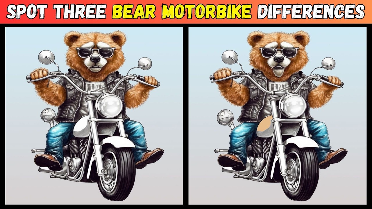 【Spot the Difference】- Genius Find 3 Motorbike Bear Diffs