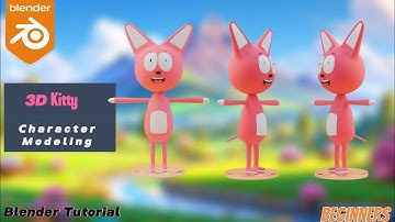 How to make a cute 3D character - 3D Kote Kitty character modeling - Blender 3D beginner tutorial