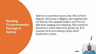 Reading Comprehension: Salima. A1, A2
