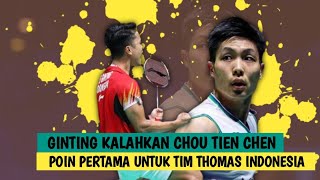 Ginting Kalahkan Chou Tien Chen, Tim Thomas Indonesia Unggul 10 dari Chinese Taipei