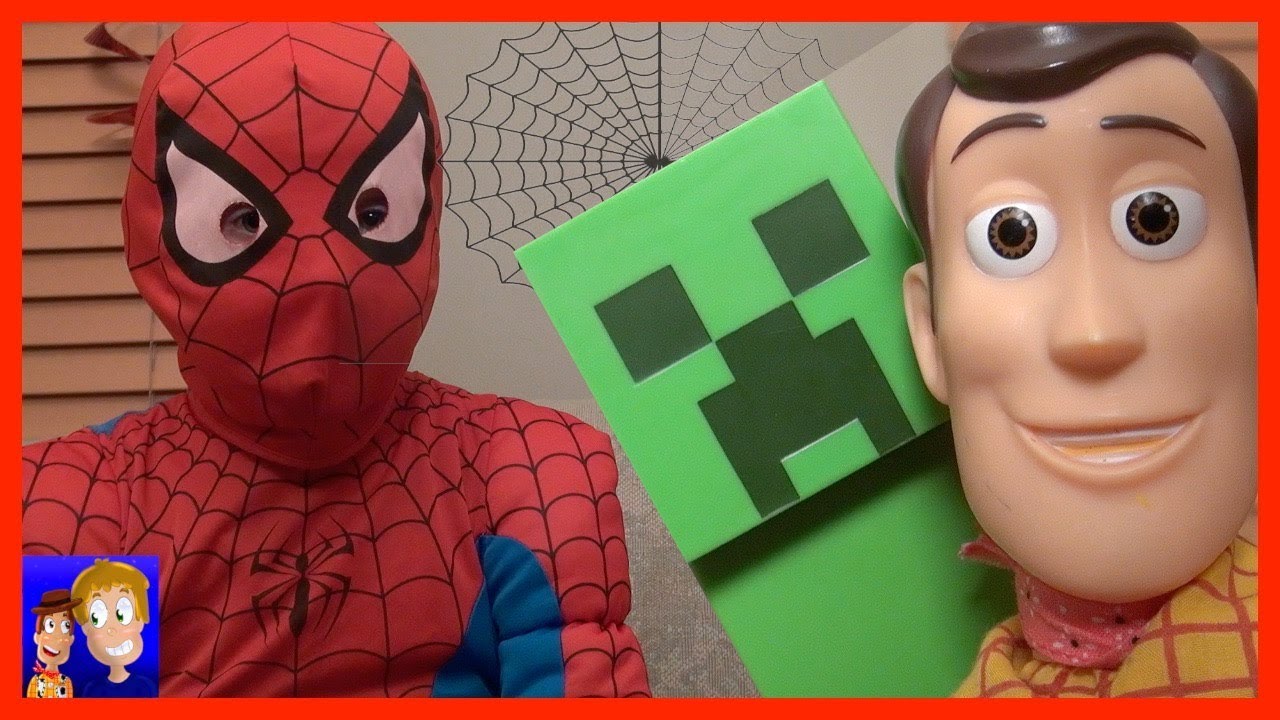 Toy Story 4 Minecraft Creeper VS Spiderman | Woody Buzz Lightyear Forky ...